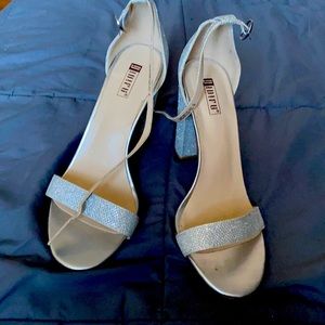 Silver party shoes worn once